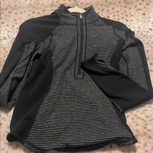 Lululemon super soft stretchStriped Black and Gray Quarter-Zip Pullover